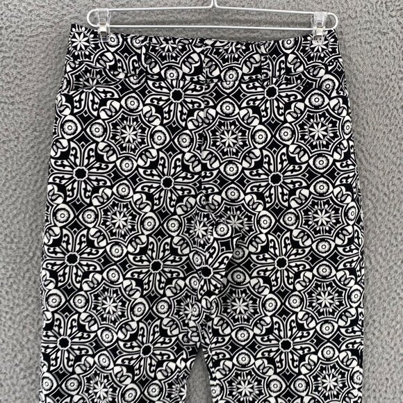 Talbots Pants Womens 8 Petite Black White Pattern Stretch Cropped Capri Vintage - Picture 2 of 12